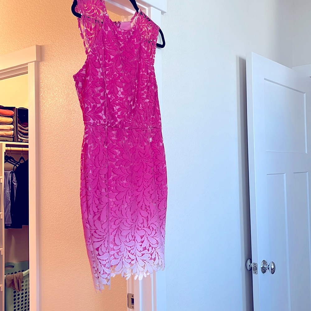 Adeline Rae lace dress with ombré detail at bottom.